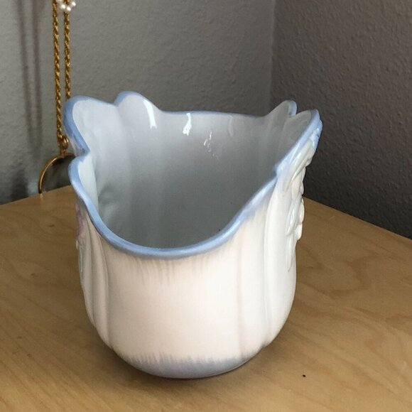 Vintage 1992 FTD Especially for You Blue Pink Oval Floral Arrangement Bowl Vase - Picture 5 of 7